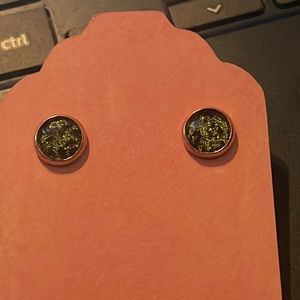 Green Leopard/Jag Print stud earrings